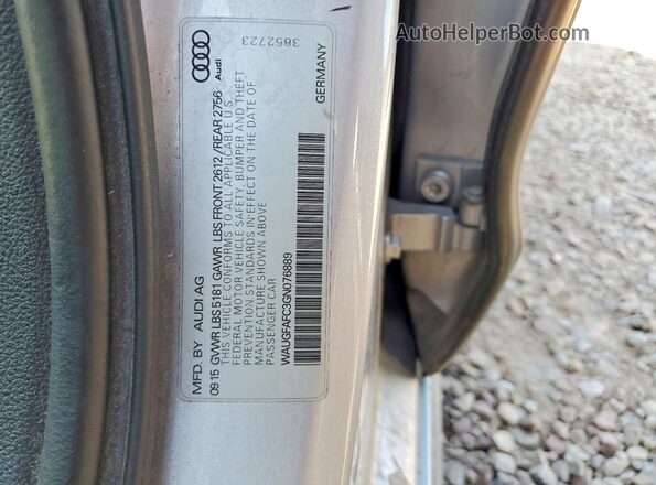 WAUGFAFC3GN076889 2016 AUDI A6 Silver Вид наклейки з VIN-кодом