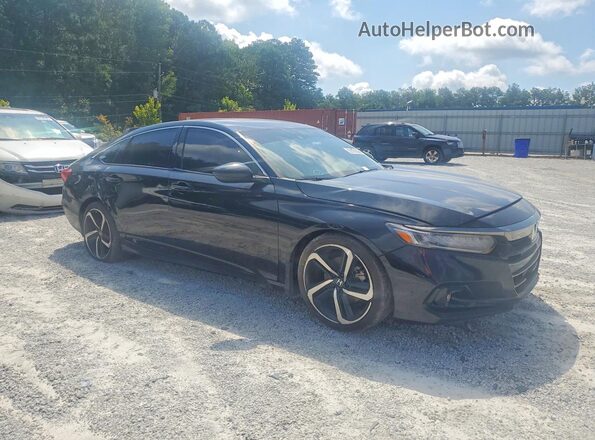 1HGCV1F32MA037879 2021 HONDA ACCORD Black Widok z przodu