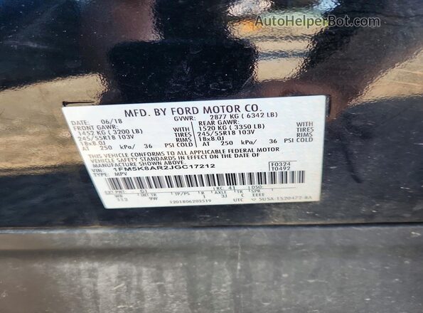 1FM5K8AR2JGC17212 2018 FORD EXPLORER Black Vista interior de 360 grados