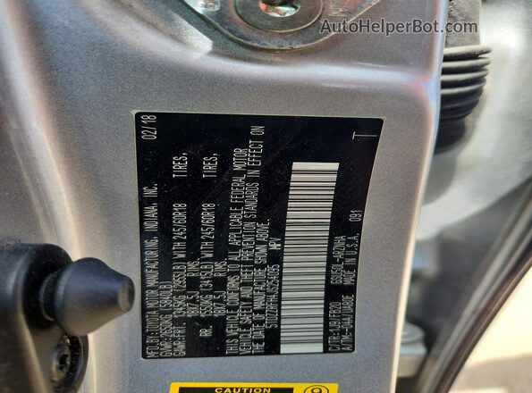 5TDZZRFH4JS254095 2018 TOYOTA HIGHLANDER Silver VIN կոդի պիտակի տեսք