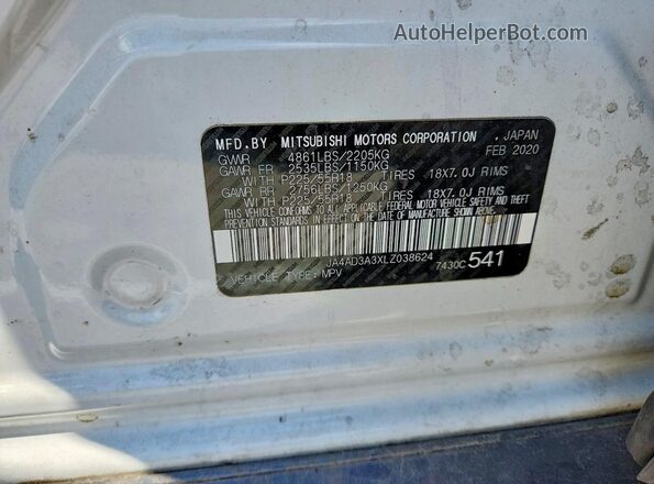 JA4AD3A3XLZ038624 2020 MITSUBISHI OUTLANDER White 360 interior view