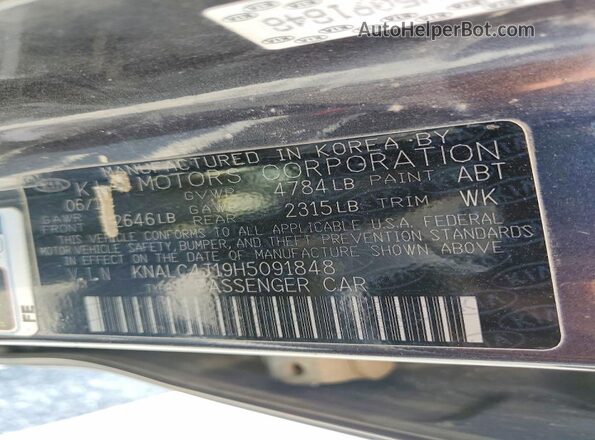 KNALC4J19H5091848 2017 KIA CADENZA Gray VIN sticker view