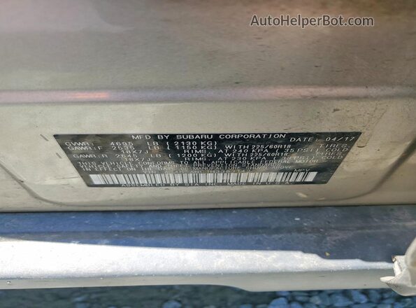 4S4BSANC1H3383142 2017 SUBARU OUTBACK Gray Widok wnętrza 360 stopni