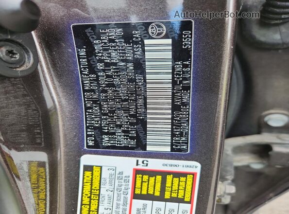 4T1B11HK6JU574237 2018 TOYOTA CAMRY Brown Vista de la etiqueta del VIN