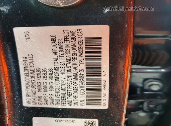 1HGCY1F24SA084195 2025 HONDA ACCORD Gray VIN sticker view