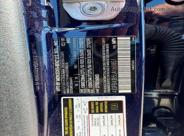 4JGFB4JB5LA160851 2020 MERCEDES-BENZ GLE Blue Вид задньої частини салону