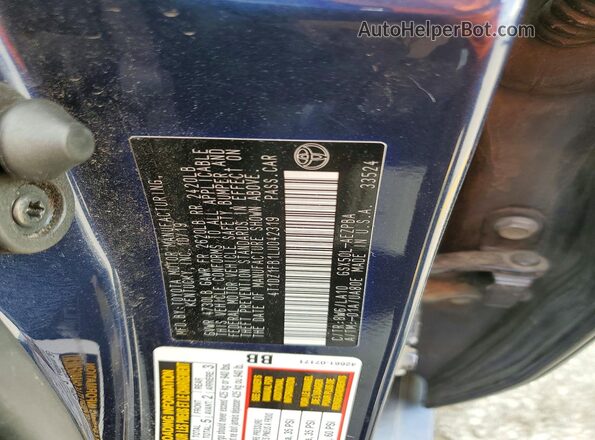 4T1DZ1FB1LU042319 2020 TOYOTA AVALON Blue Vista de la etiqueta del VIN