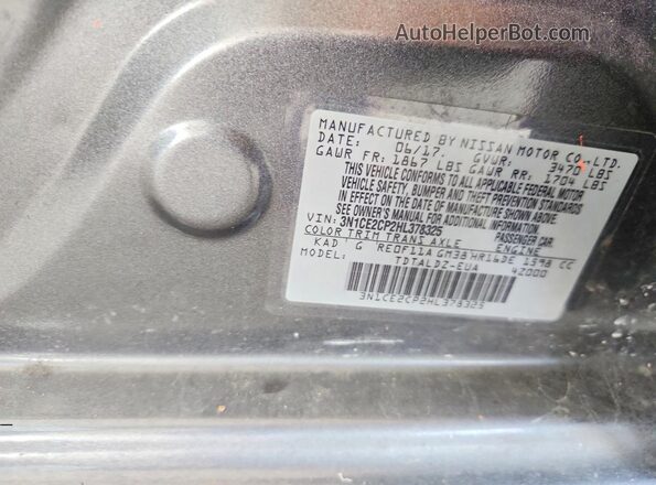 3N1CE2CP2HL378325 2017 NISSAN VERSA Silver VIN კოდის სტიკერის ხედი