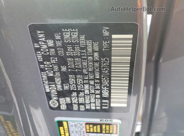 KM8HF3AB5TU457625 2026 HYUNDAI KONA Gray Widok naklejki z numerem VIN