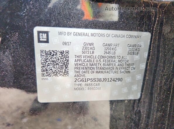 2G61P5S38J9124290 2018 CADILLAC XTS Black VIN sticker view