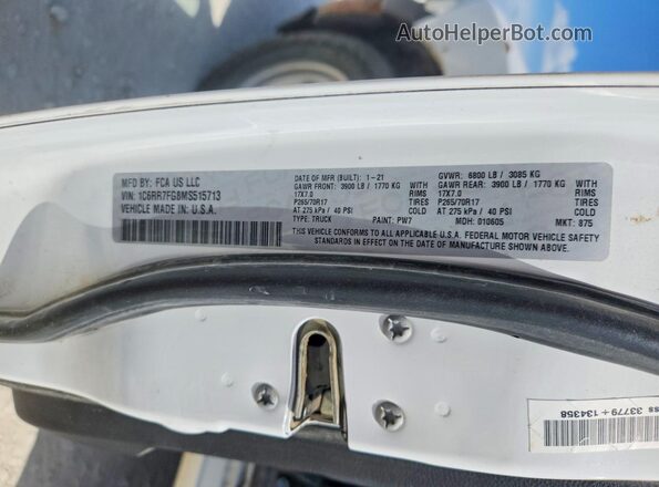 1C6RR7FG8MS515713 2021 RAM 1500 Белый Вид наклейки с VIN-кодом