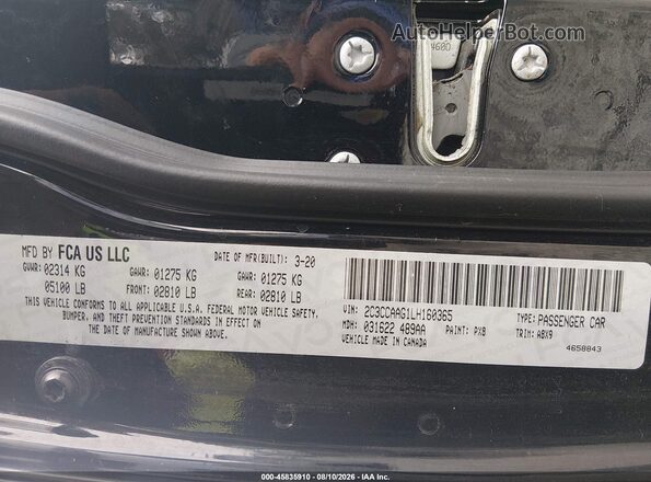 2C3CCAAG1LH160365 2020 CHRYSLER 300 Черный Вид подкапотного пространства