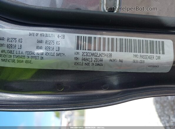 2C3CCAAG2JH294038 2018 CHRYSLER 300 Gray Շարժիչի բաժամունքի տեսք
