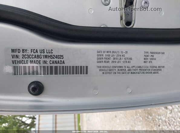 2C3CCABG1MH524025 2021 CHRYSLER 300 Silver Շարժիչի բաժամունքի տեսք
