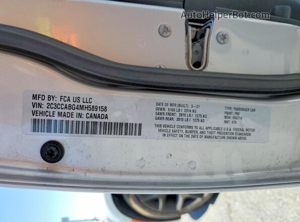 2C3CCABG4MH589158 2021 CHRYSLER 300 Silver VIN კოდის სტიკერის ხედი