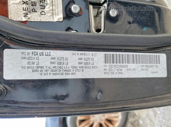 2C3CCAEG1HH662620 2017 CHRYSLER 300 Black VIN կոդի պիտակի տեսք