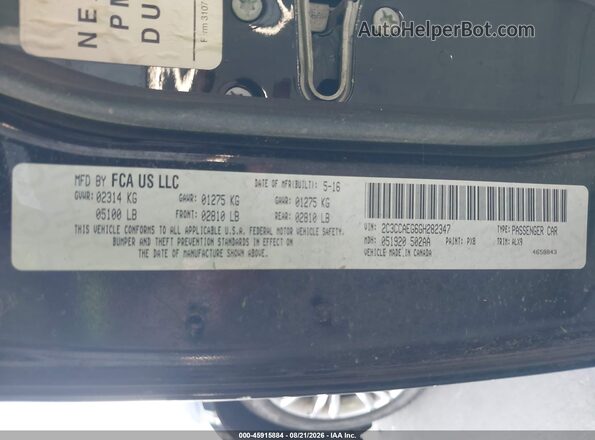 2C3CCAEG6GH282347 2016 CHRYSLER 300 Black Вид підкапотного простору