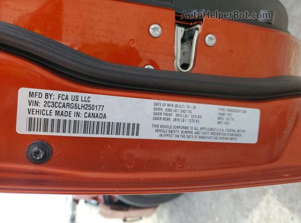 2C3CCARG6LH250177 2020 CHRYSLER 300 Оранжевый Вид подкапотного пространства