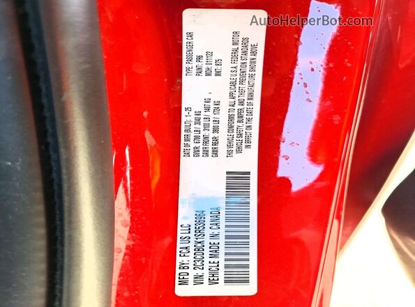 2C3CDBCK1SR536964 2025 DODGE CHARGER Red VIN კოდის სტიკერის ხედი