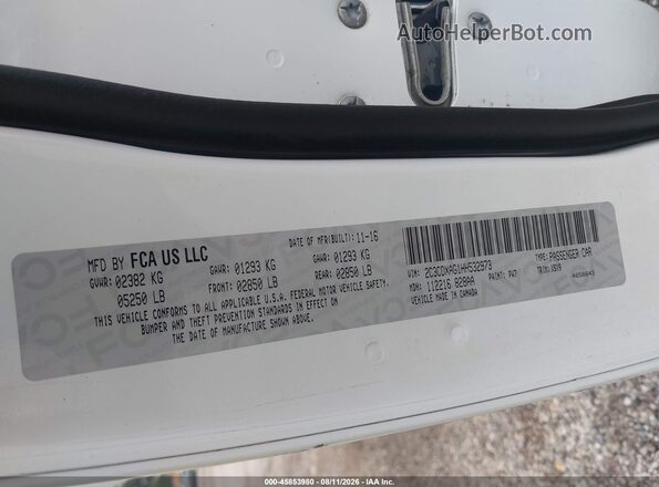 2C3CDXAG1HH532973 2017 DODGE CHARGER Белый Вид подкапотного пространства