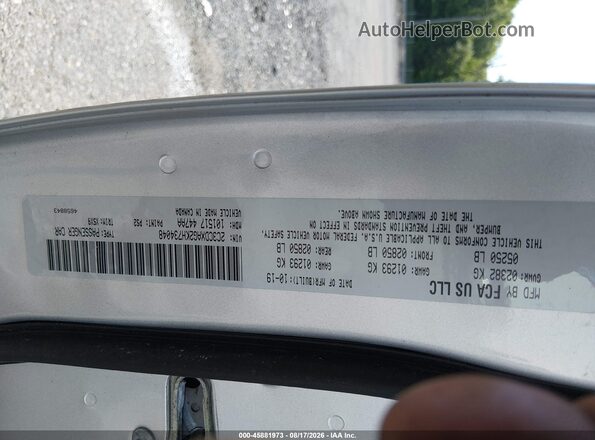 2C3CDXAG2KH734048 2019 DODGE CHARGER Silver ძრავის განყოფილების ხედი