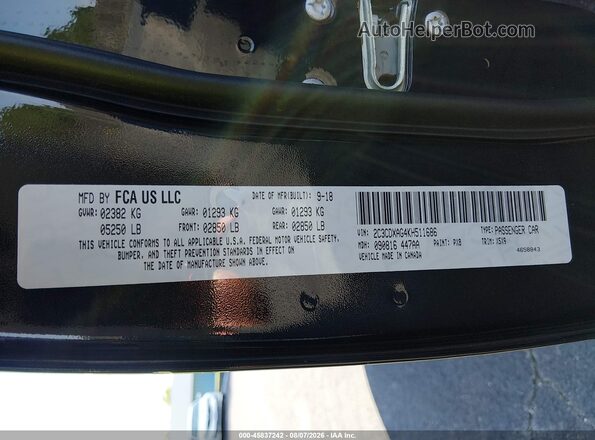 2C3CDXAG4KH511686 2019 DODGE CHARGER Черный Вид подкапотного пространства