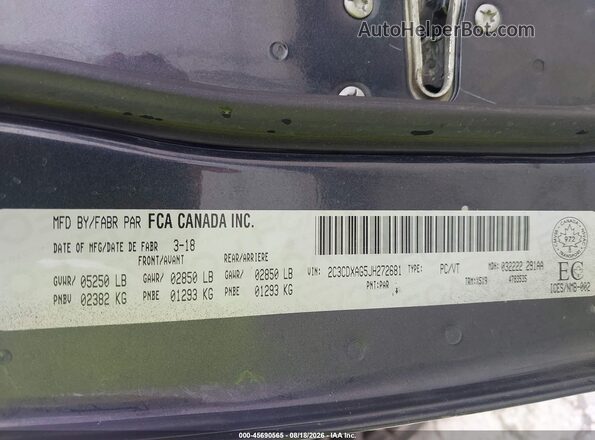 2C3CDXAG5JH272681 2018 DODGE CHARGER Серый Вид подкапотного пространства