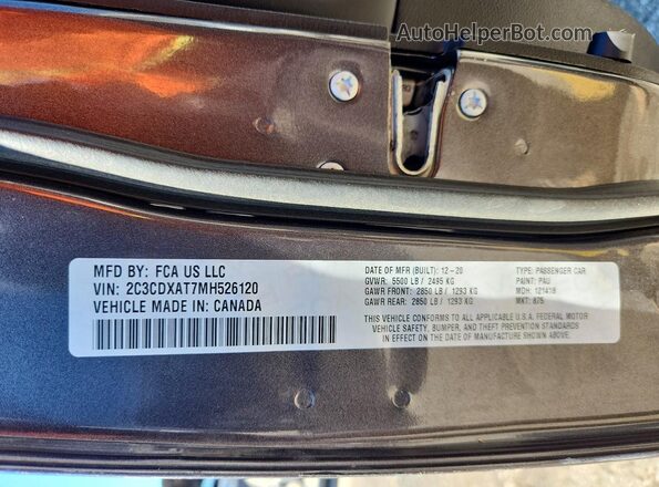 2C3CDXAT7MH526120 2021 DODGE CHARGER Gray VIN կոդի պիտակի տեսք