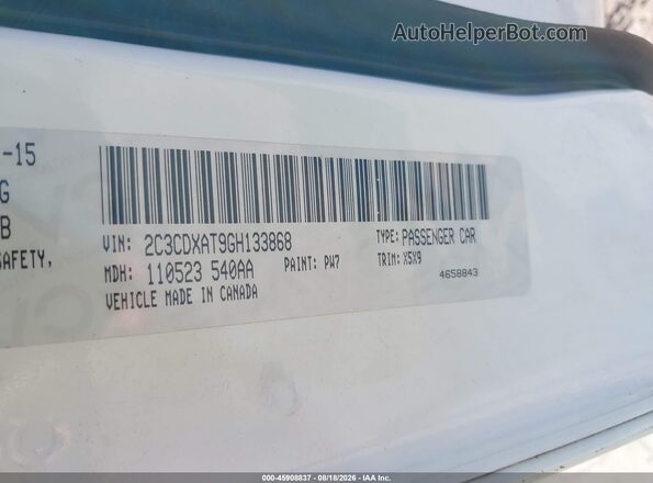 2C3CDXAT9GH133868 2016 DODGE CHARGER White Engine compartment view