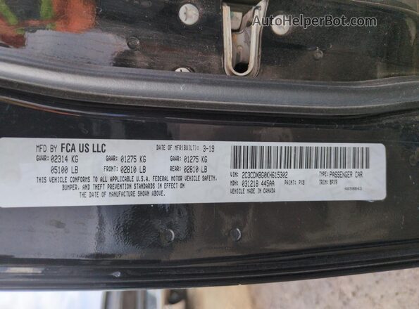 2C3CDXBG0KH615302 2019 DODGE CHARGER Black Շարժիչի բաժամունքի տեսք