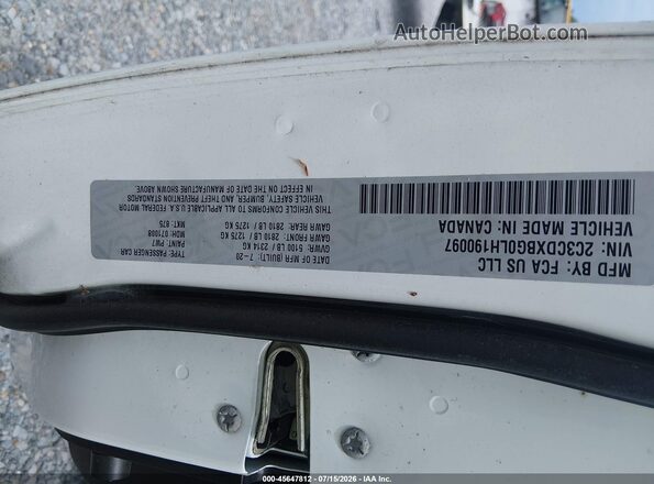 2C3CDXBG0LH190097 2020 DODGE CHARGER Белый Вид подкапотного пространства