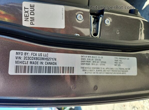 2C3CDXBG0MH527174 2021 DODGE CHARGER Gray Вид підкапотного простору