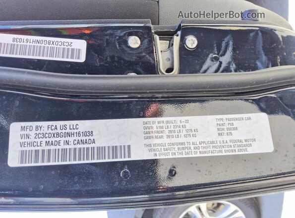 2C3CDXBG0NH161038 2022 DODGE CHARGER Black Շարժիչի բաժամունքի տեսք