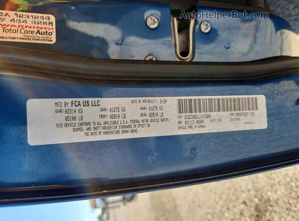 2C3CDXBG1LH153804 2020 DODGE CHARGER Синий Вид подкапотного пространства