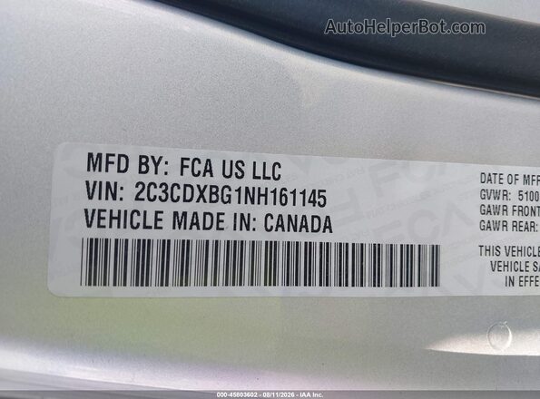 2C3CDXBG1NH161145 2022 DODGE CHARGER Silver ძრავის განყოფილების ხედი