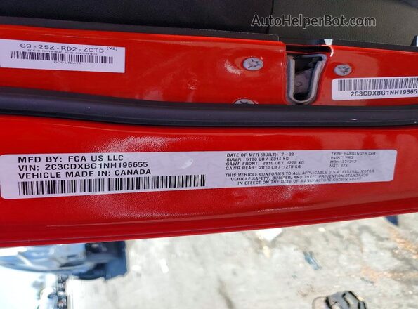 2C3CDXBG1NH196655 2022 DODGE CHARGER Red Շարժիչի բաժամունքի տեսք