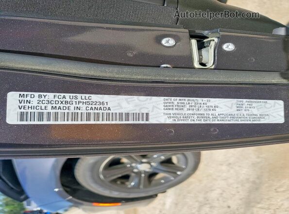 2C3CDXBG1PH522361 2023 DODGE CHARGER Серый Вид подкапотного пространства