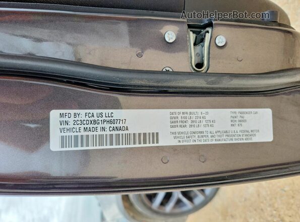 2C3CDXBG1PH607717 2023 DODGE CHARGER Gray VIN կոդի պիտակի տեսք
