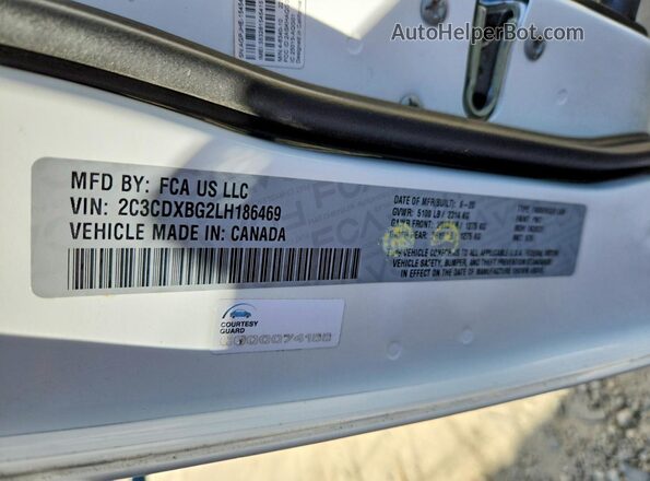 2C3CDXBG2LH186469 2020 DODGE CHARGER White Widok naklejki z numerem VIN