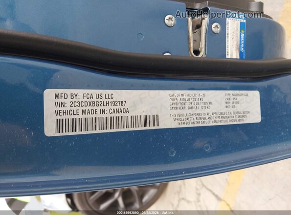 2C3CDXBG2LH192787 2020 DODGE CHARGER Blue Engine compartment view