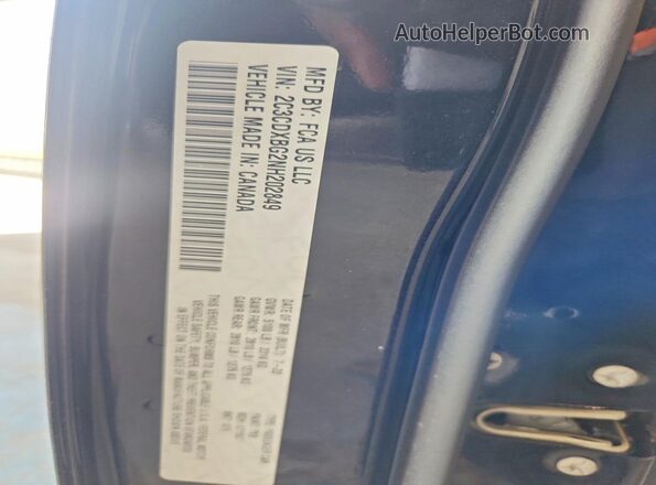 2C3CDXBG2NH202849 2022 DODGE CHARGER Black VIN კოდის სტიკერის ხედი