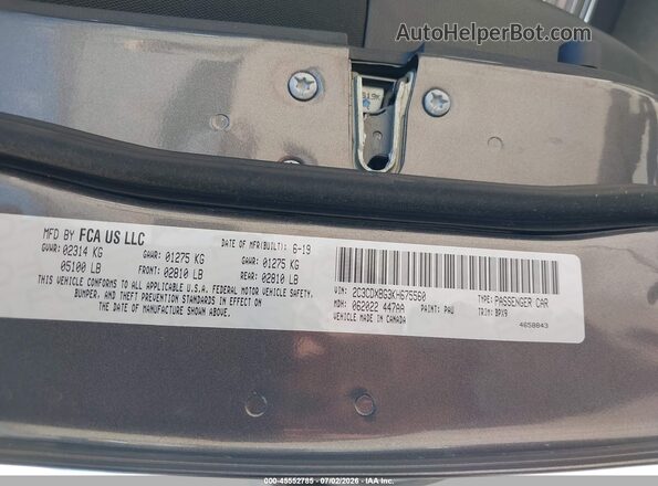 2C3CDXBG3KH675560 2019 DODGE CHARGER Black Vista del compartimento del motor