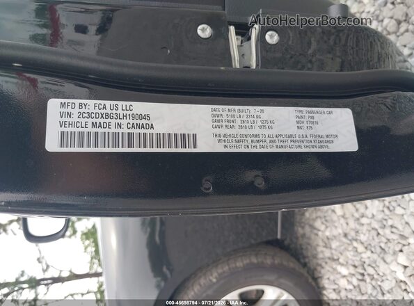 2C3CDXBG3LH190045 2020 DODGE CHARGER Black Widok komory silnika