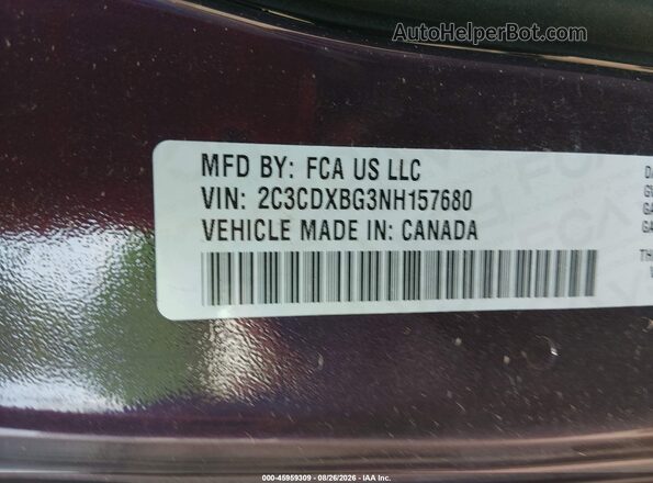 2C3CDXBG3NH157680 2022 DODGE CHARGER Фиолетовый Вид подкапотного пространства