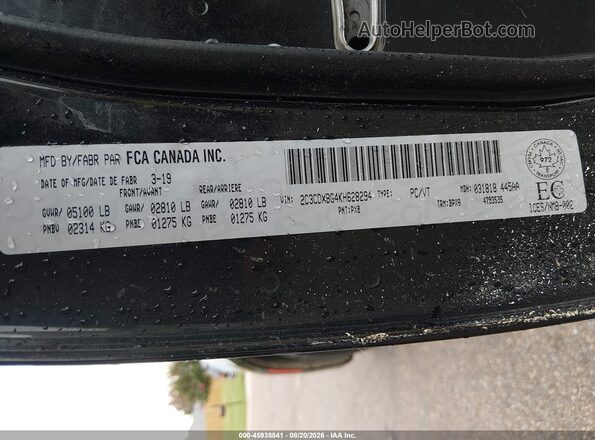 2C3CDXBG4KH628294 2019 DODGE CHARGER Black Vista del compartimento del motor
