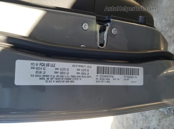 2C3CDXBG4KH707481 2019 DODGE CHARGER Серый Вид задних сидений