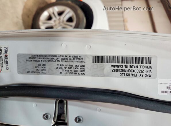 2C3CDXBG4NH256072 2022 DODGE CHARGER White Вид наклейки з VIN-кодом
