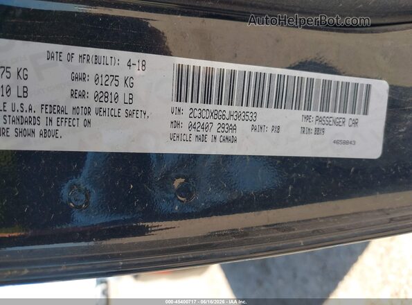 2C3CDXBG6JH303533 2018 DODGE CHARGER Black Engine compartment view
