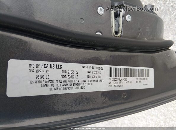 2C3CDXBG6LH100502 2020 DODGE CHARGER Gray Widok komory silnika