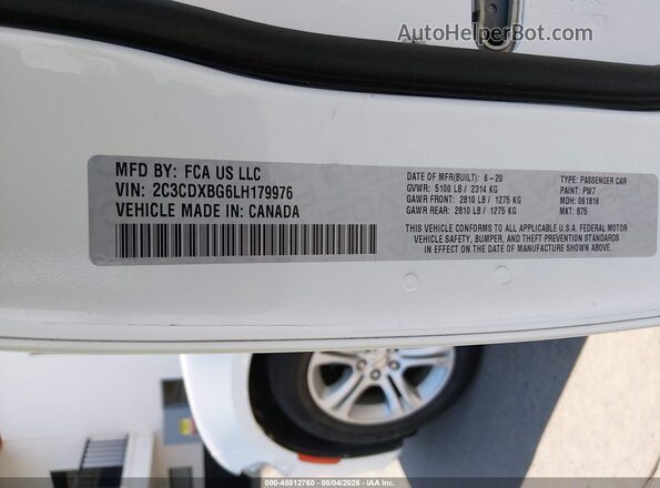 2C3CDXBG6LH179976 2020 DODGE CHARGER White Շարժիչի բաժամունքի տեսք